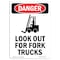 Signmission Safety Sign, OSHA Danger, 5" Height, Look Out For Fork Trucks, Portrait OS-DS-D-35-V-1439 - alternate 1